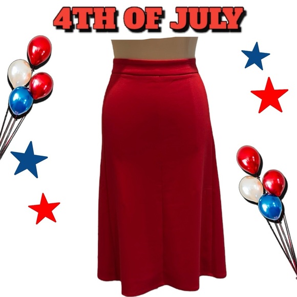 Donna Moore Solid Red Midi A line skirt plus size 2X - Picture 6 of 6